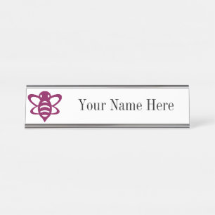 Plaque de nom d'abeille magenta