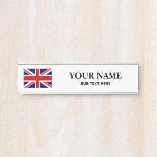 Plaque de nom de bureau à pendaison avec drapeau b