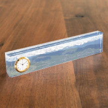 Plaque de nom de bureau avec horloge