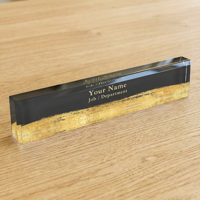 Plaque de nom de bureau de bureau de bureau de cla (Gold effect classy executive desk name plate.)