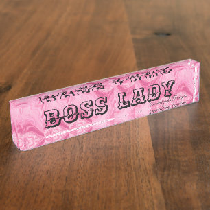 PLAQUE DE NOM DE BUREAU DE LA DAME BOSS