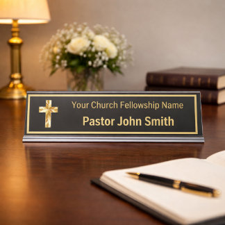 Plaque de nom de bureau noir classe pour pasteur d