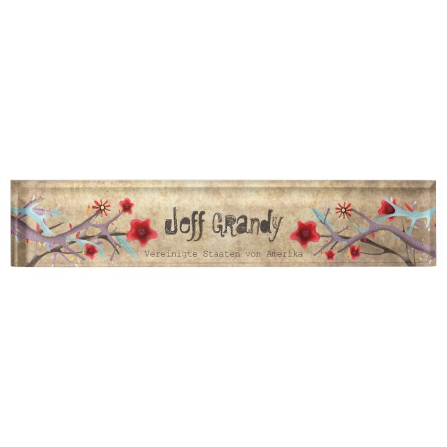 Plaque de nom de bureau vintage inspirant (Devant)