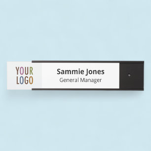 Plaque de nom de porte interchangeable avec logo n