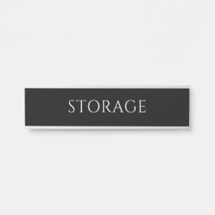 Plaque de nom de salle de stockage noir élégant