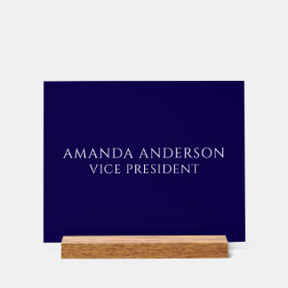Plaque de nom de vice-président bleu élégant