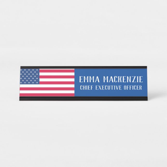 Plaque de nom du bureau American Flag (Devant)