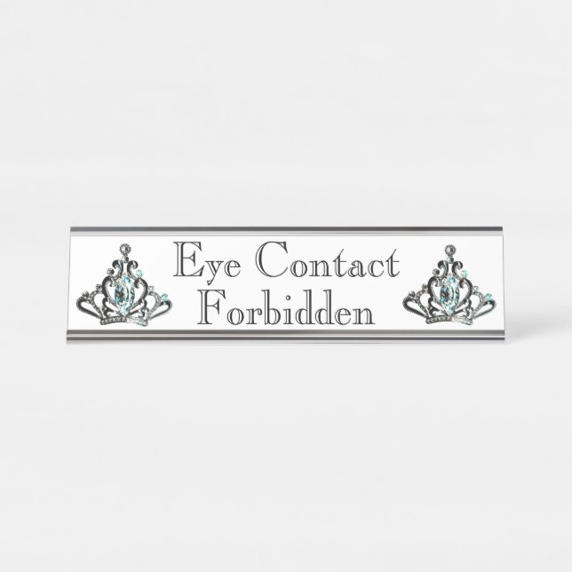 Plaque de nom du bureau "Contact oeil interdit" (Devant)