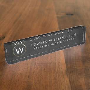 Plaque de nom du bureau Monogramme professionnel d