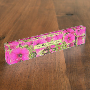 PLAQUE DE NOM DU BUREAU ROSE PETUNIAS
