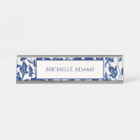 Plaque de nom Floral Bleu