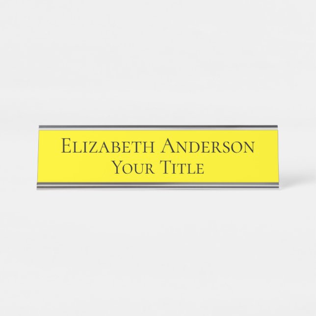 Plaque de nom jaune simple (Devant)