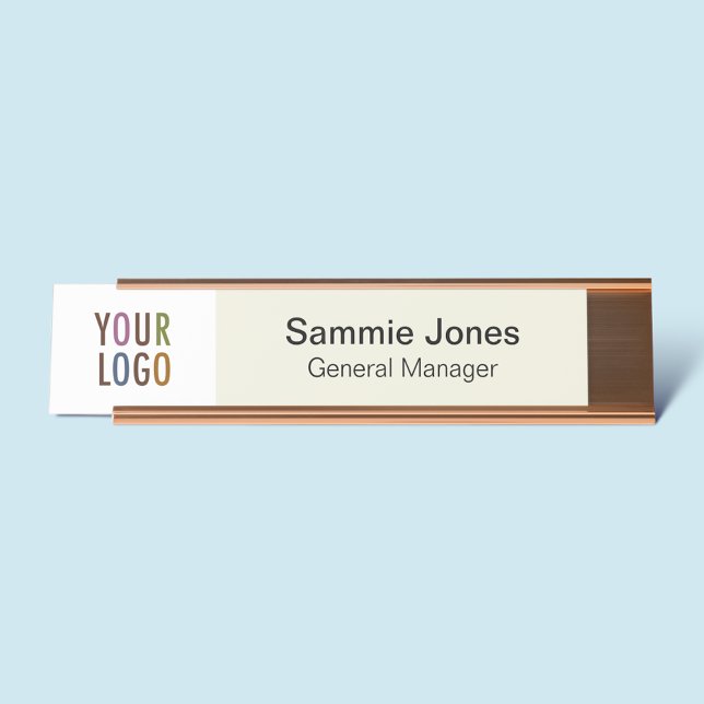 Plaque de nom modifiable personnalisée avec logo d (MISOOK Name Plate with Logo for Desk, Door, or Wall)
