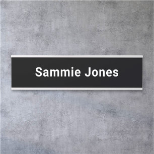 Plaque de nom noir personnalisée modifiable pour l