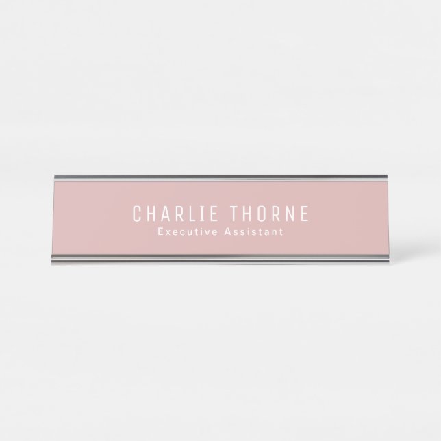 Plaque de nom Or Rose personnalisée pour bureau (Devant)