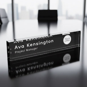 Plaque de nom personnalisée moderne avec logo