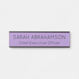 Plaque de nom pourpre Lavendar simple - Panneau po