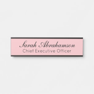 Plaque de nom rose - Panneau de porte de bureau