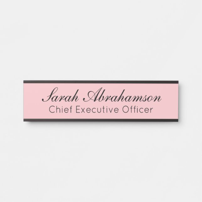 Plaque de nom rose - Panneau de porte de bureau (Devant)