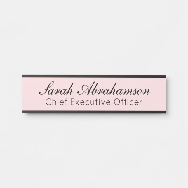 Plaque de nom rose - Panneau de porte de bureau (Devant)