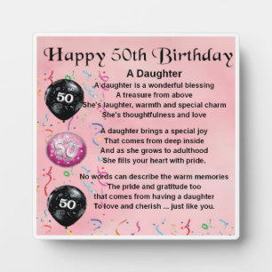 Plaque de poème 50e anniversaire de la fille
