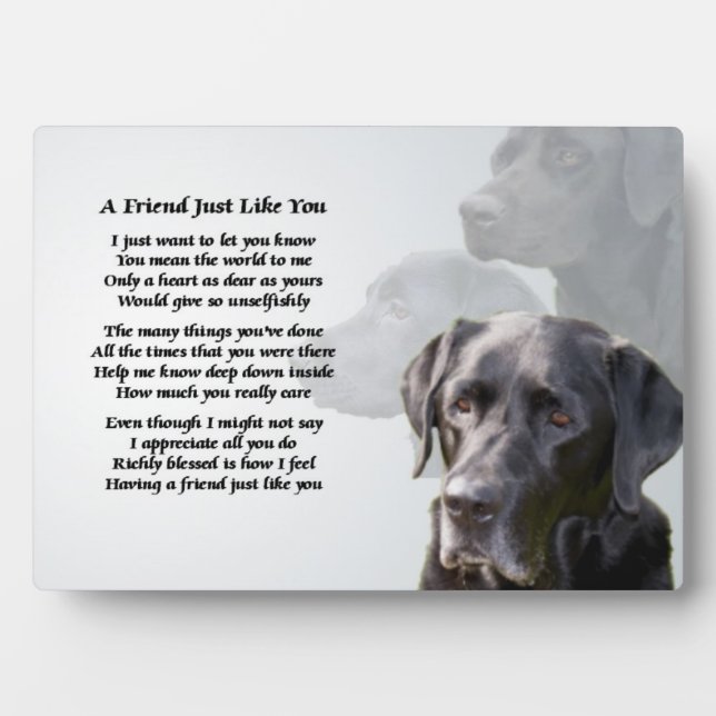 Plaque de poème Black Labrador Friend (Devant)