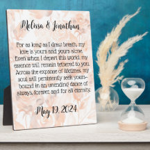 Plaque de poème d'amour personnalisée