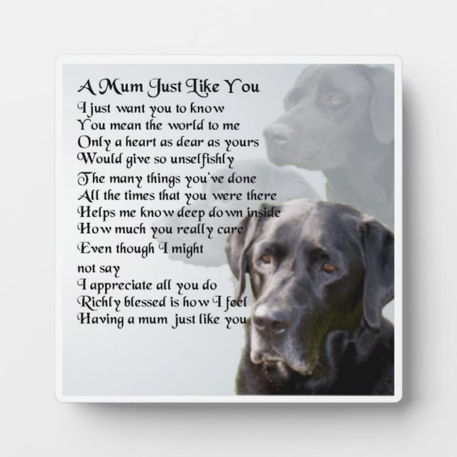 Plaque de poème maman - Black Labrador Design (Devant)