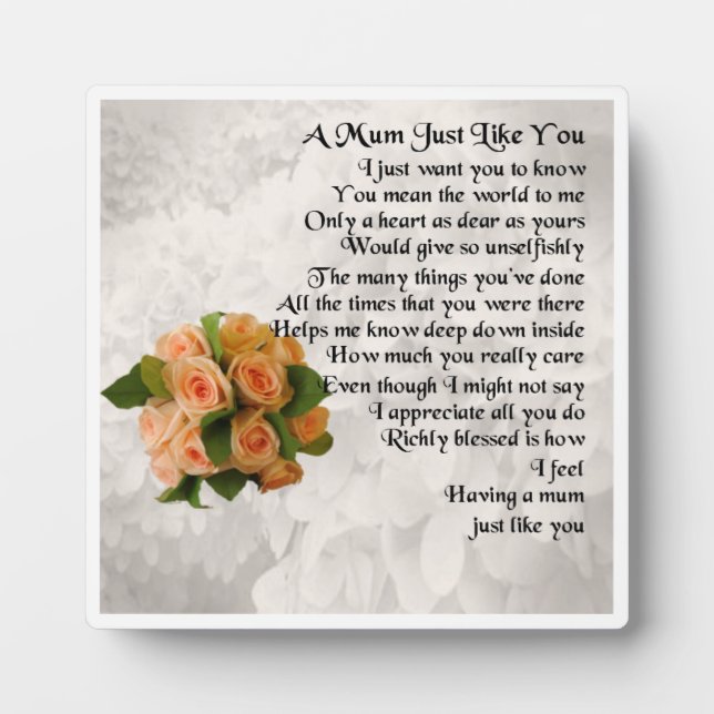 Plaque de poème maman - Poche Rose design (Devant)
