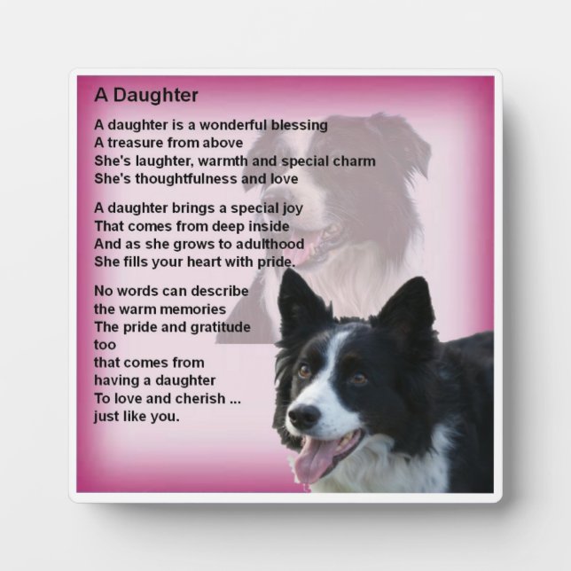 Plaque de poème papa - Bordure Conception Collie (Devant)