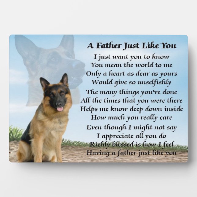 Plaque de poème père berger allemand chien berger (Devant)