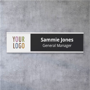 Plaque de porte de bureau interchangeable avec log