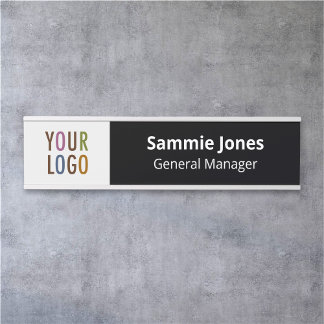 Plaque de porte de bureau interchangeable avec log