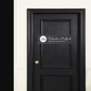 Plaque de porte de logo noir et blanc moderne