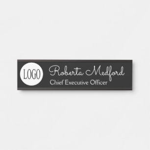 Plaque de porte de logo noir et blanc moderne