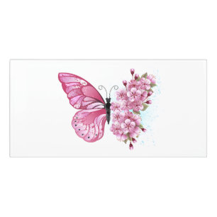 Plaque De Porte Flower Butterfly