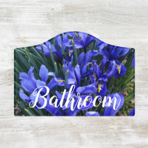 Plaque De Porte Irises Réticulées Violet Salle de bain Florale