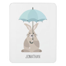 Lapin avec parapluie nom personnalisé pépinière