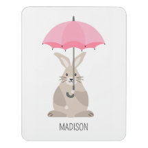 Lapin avec parapluie nom personnalisé pépinière