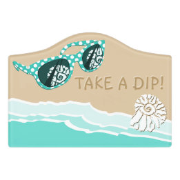 Plaque De Porte Lunettes de soleil turquoise Coquillage Plage Plon