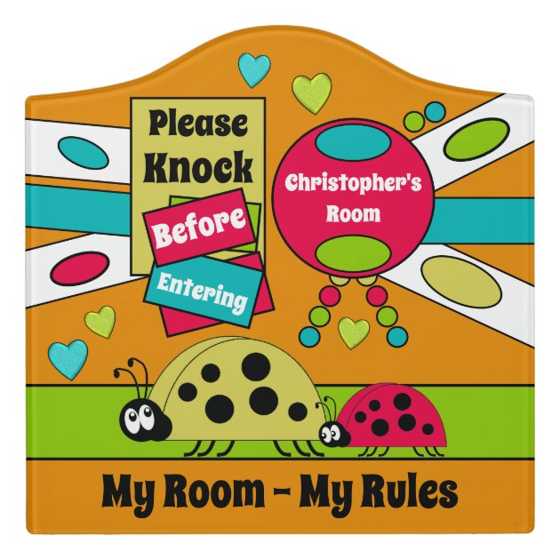 Plaque De Porte Ma chambre Mes r gles les coccinelles nom enfants Zazzle.ca