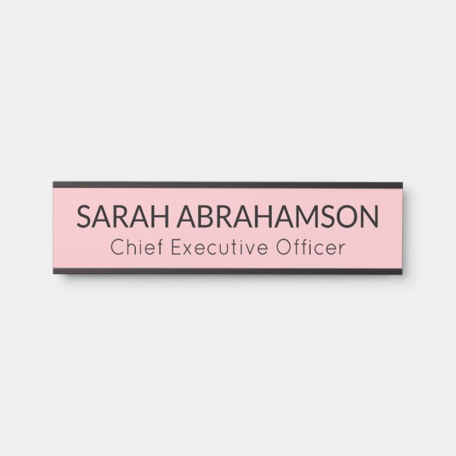 Plaque de porte - Nom Simple Rose (Devant)