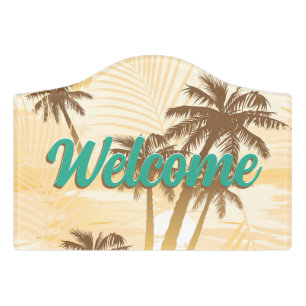 Plaque De Porte Palmiers tropicaux d'été