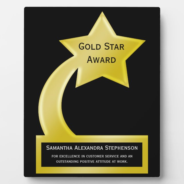 Plaque de récompense personnalisée Gold Star (Devant)