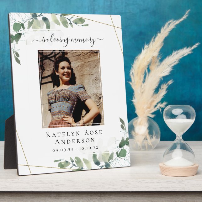 Plaque de souvenir de funérailles de photo de euca (Côté)