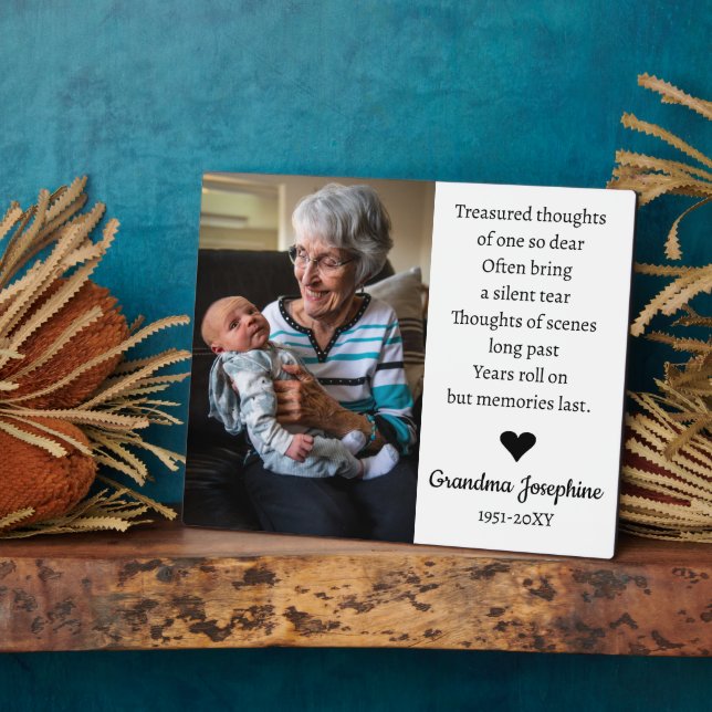 Plaque de souvenir photo personnalisée En souvenir (Côté)