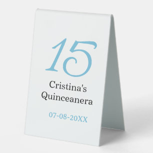 Plaque De Table 15e anniversaire de quinceanera bleu noir lettre n