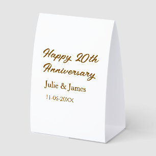 Plaque De Table 20e anniversaire marron doré nom datsimple heureux