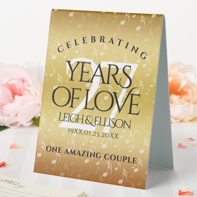 Plaque De Table 27e anniversaire du Mariage de musique (In SItu (Mariage))