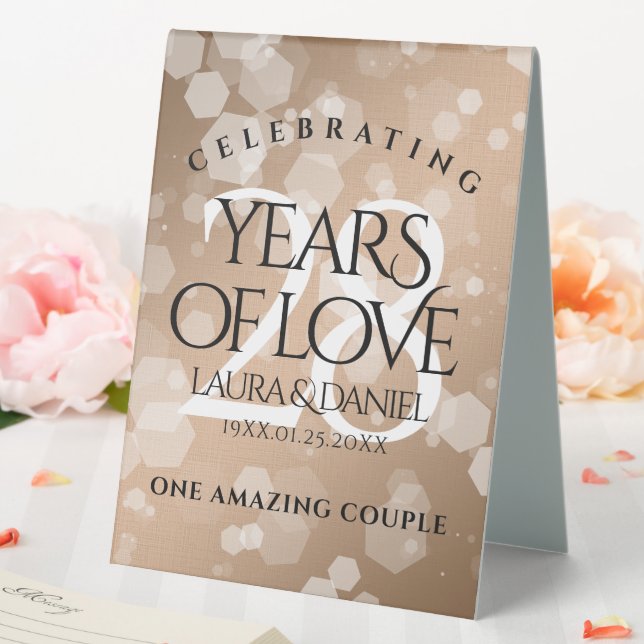Plaque De Table 28e anniversaire du Mariage de lin élégant (In SItu (Mariage))